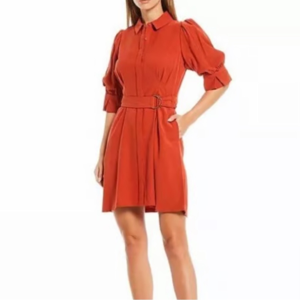 a loves a Puff Sleeve Structured Belted Dress Large
